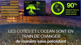 LES COTES ET L’OCEAN SONT EN
TRAIN DE CHANGER
de manière sans précédant
emplois dans la
pêche sont à
petite échele
Déclin globale des
mangroves
 
