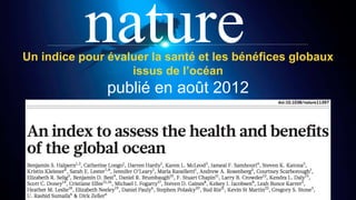 Un indice pour évaluer la santé et les bénéfices globaux
issus de l’océan
publié en août 2012
 