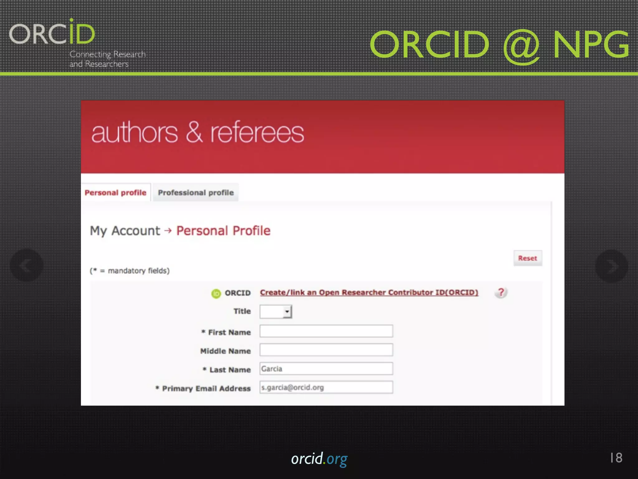 orcid.org 18
ORCID @ NPG	
 