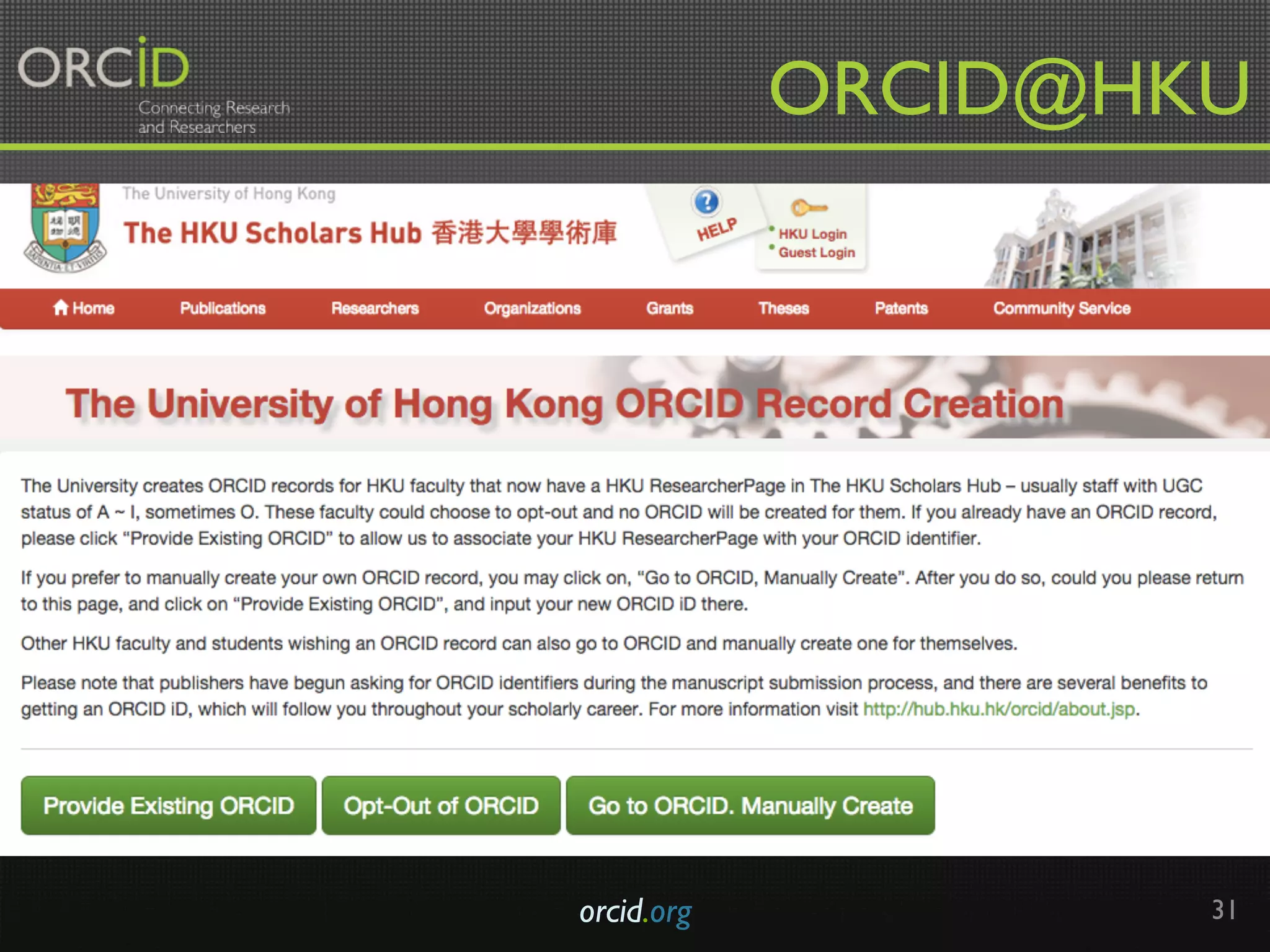 orcid.org 31
ORCID@HKU	
 