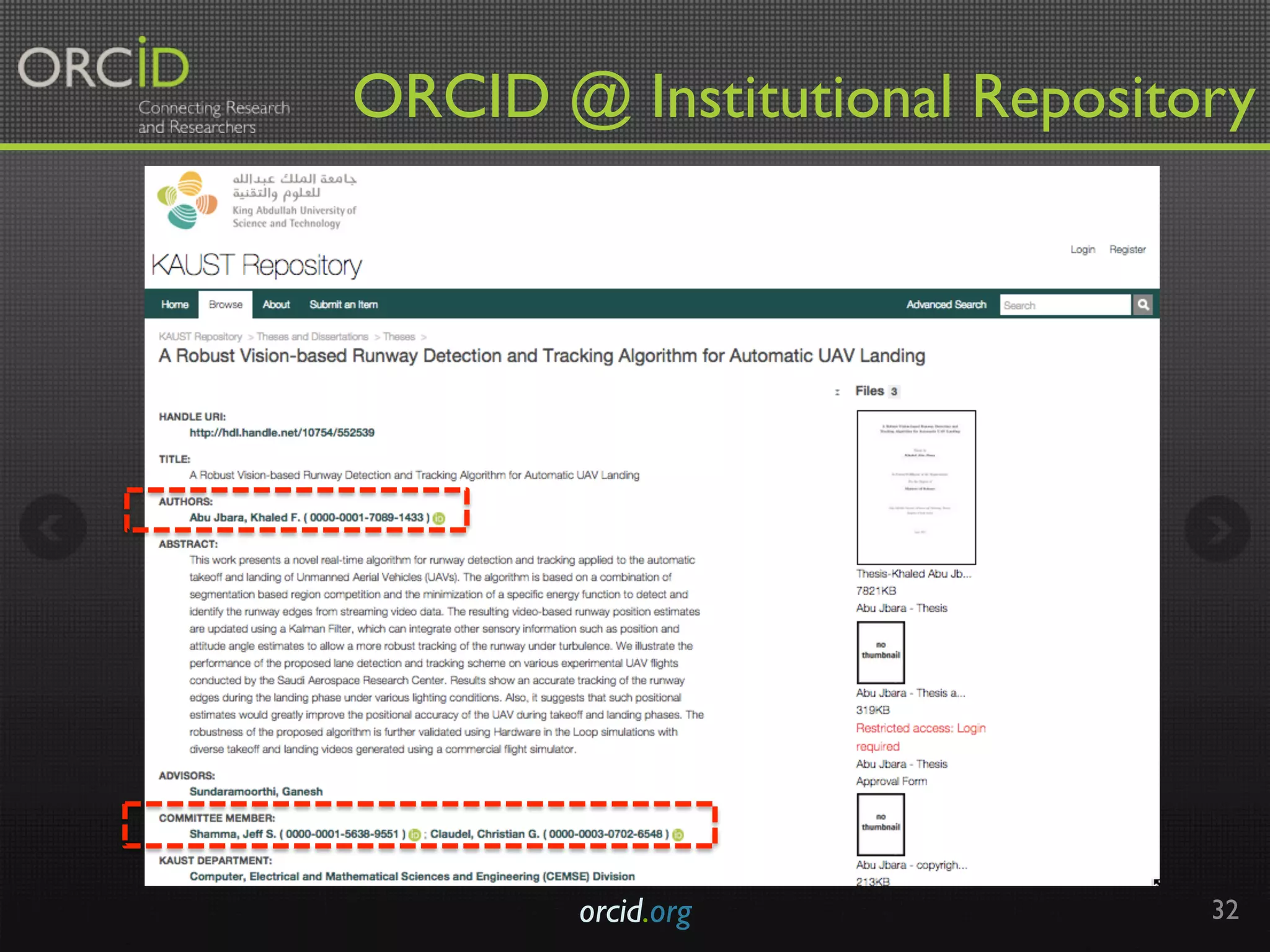 orcid.org 32
ORCID @ Institutional Repository	
 