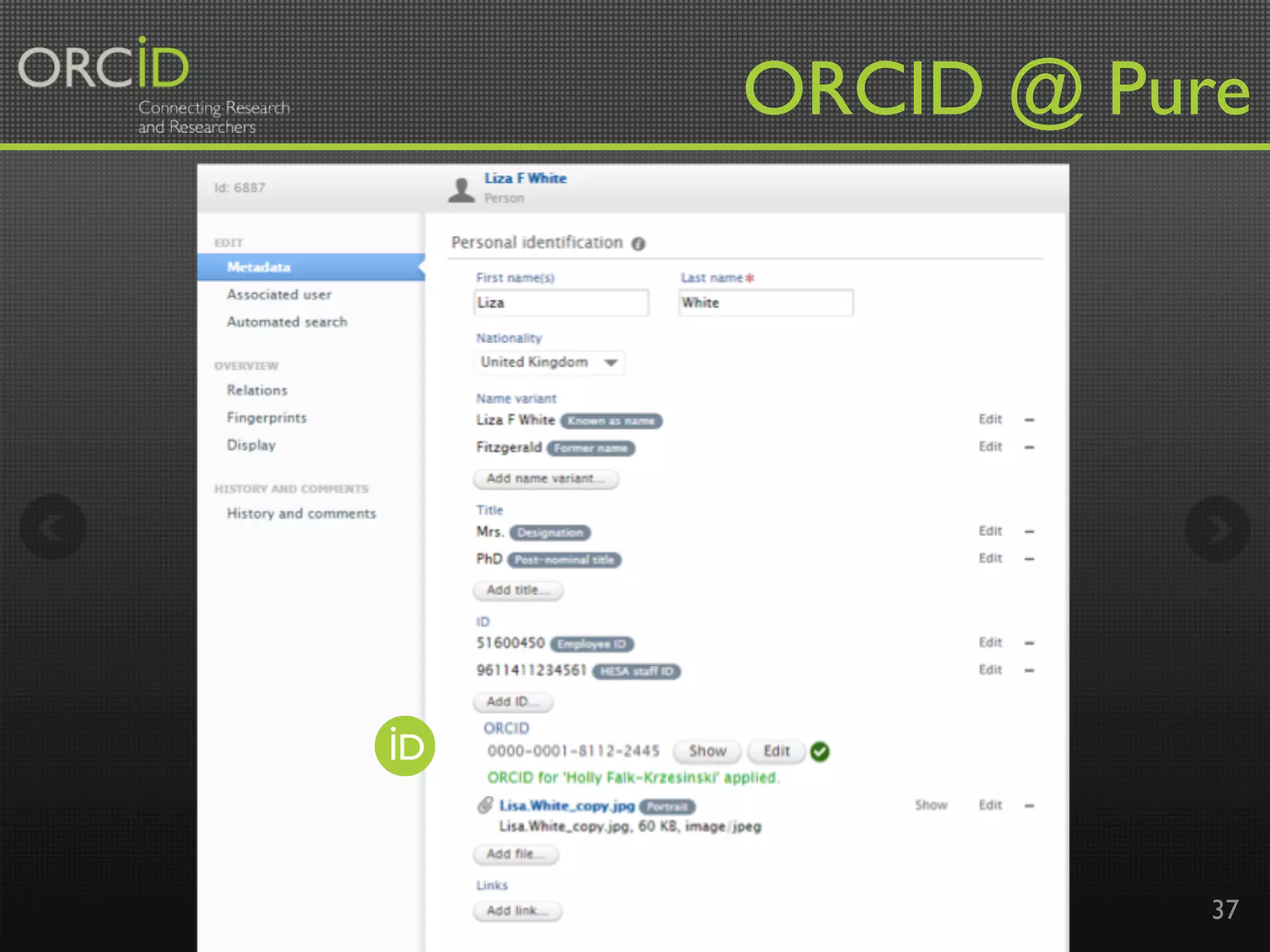 orcid.org 37
ORCID @ Pure	
 
