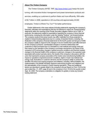 timken  Q4-2008-EarningRelease