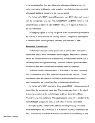 timken  2007Q2EarningsRelease