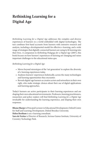 Rethinking Learningspace Rethinking Learning For A Digital Age How Learners Are Shaping Their ...