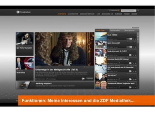 Funktionen: Meine Interessen und die ZDF Mediathek...
 