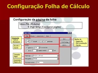 Configuração Folha de Cálculo 