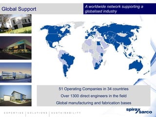 A worldwide network supporting a
Global Support                   globalised industry




                  51 Operating Companies in 34 countries
                   Over 1300 direct engineers in the field
                 Global manufacturing and fabrication bases
 