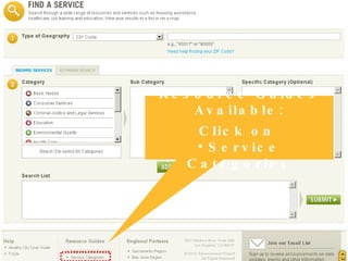 Resource Guides Available: Click on  Service Categories 