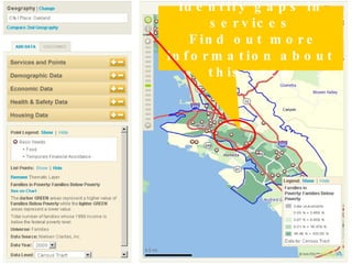 Identify gaps in services Find out more information about this area 