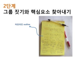 2단계
그룹 짓기와 핵심요소 찾아내기

  아웃라인 outline
 