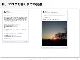 Ⅲ．ブログを書くまでの変遷




        Copyright Arata Consulting inc. All Rights Reserved.   15
 