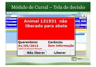 Módulo de Curral – Tela de decisão
 