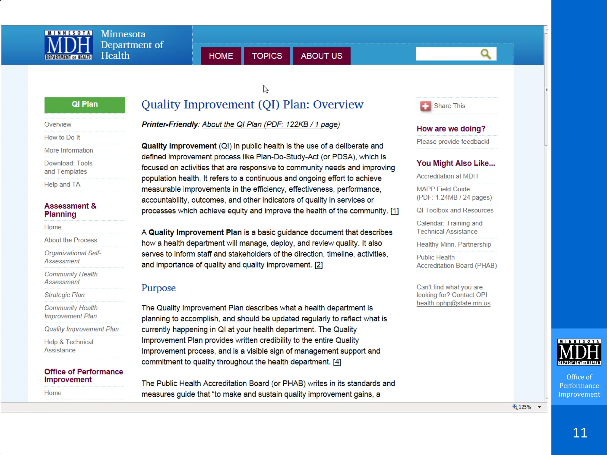 Office of
Performance
Improvement
MDH QI Plan Website
11
 