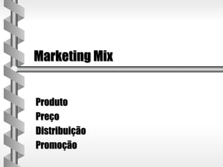 Marketing Mix


Produto
Preço
Distribuição
Promoção
 