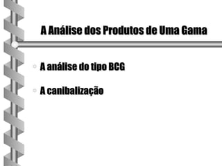 A Análise dos Produtos de Uma Gama


a   A análise do tipo BCG

a   A canibalização
 