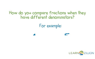 How do you compare fractions when they
have different denominators?
 