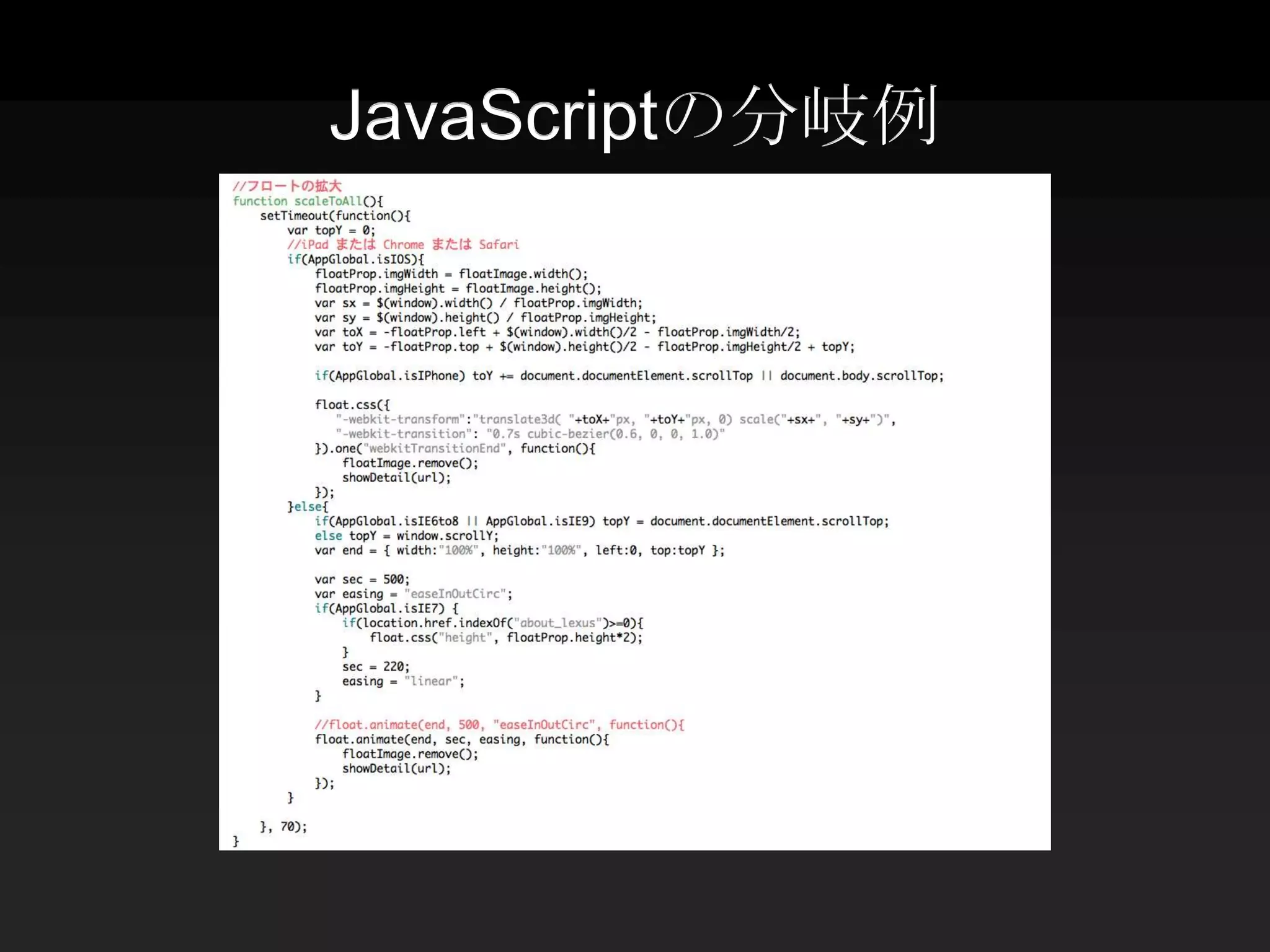 JavaScriptの分岐例
 