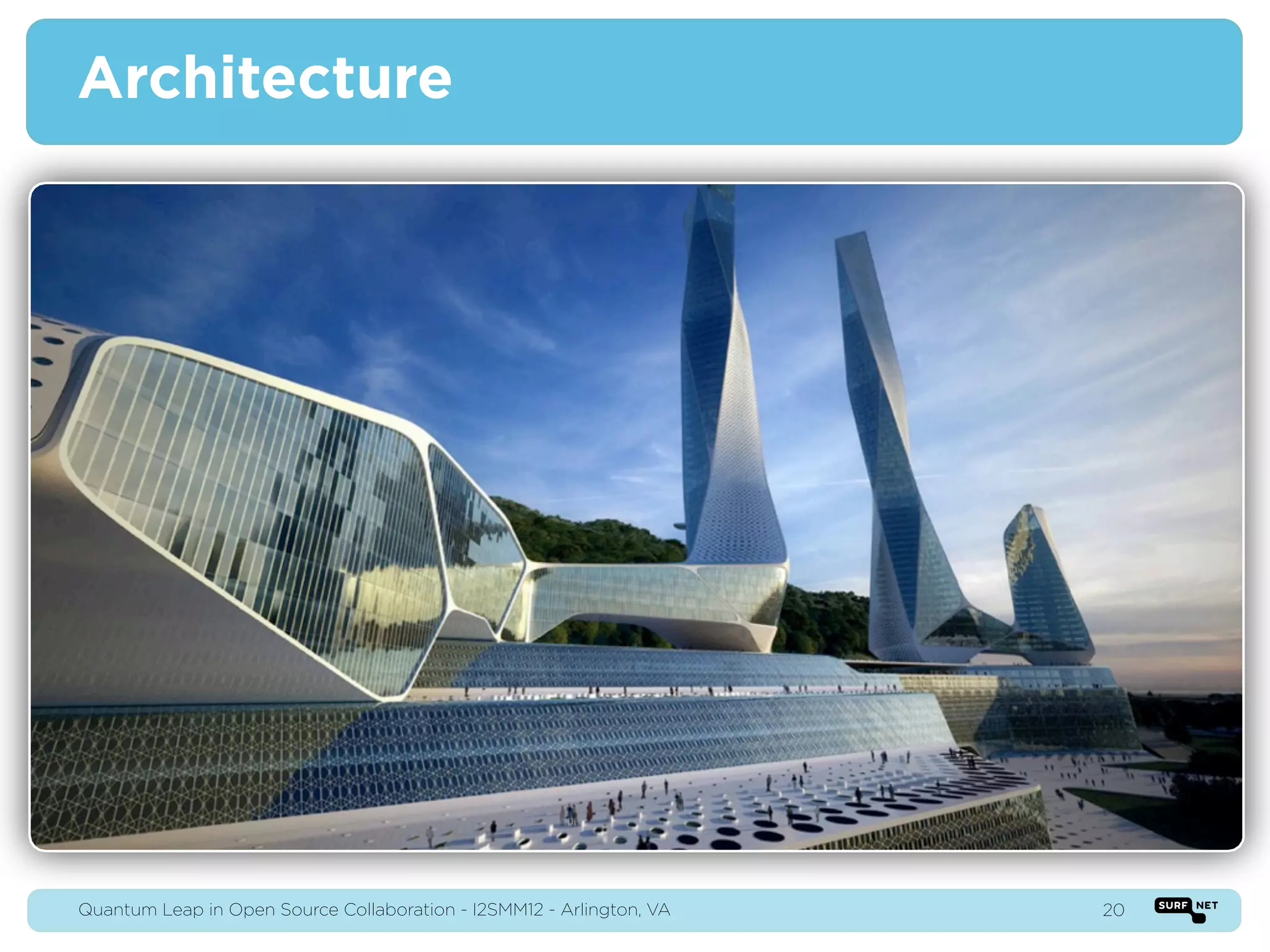 Architecture




Quantum Leap in Open Source Collaboration - I2SMM12 - Arlington, VA   20
 