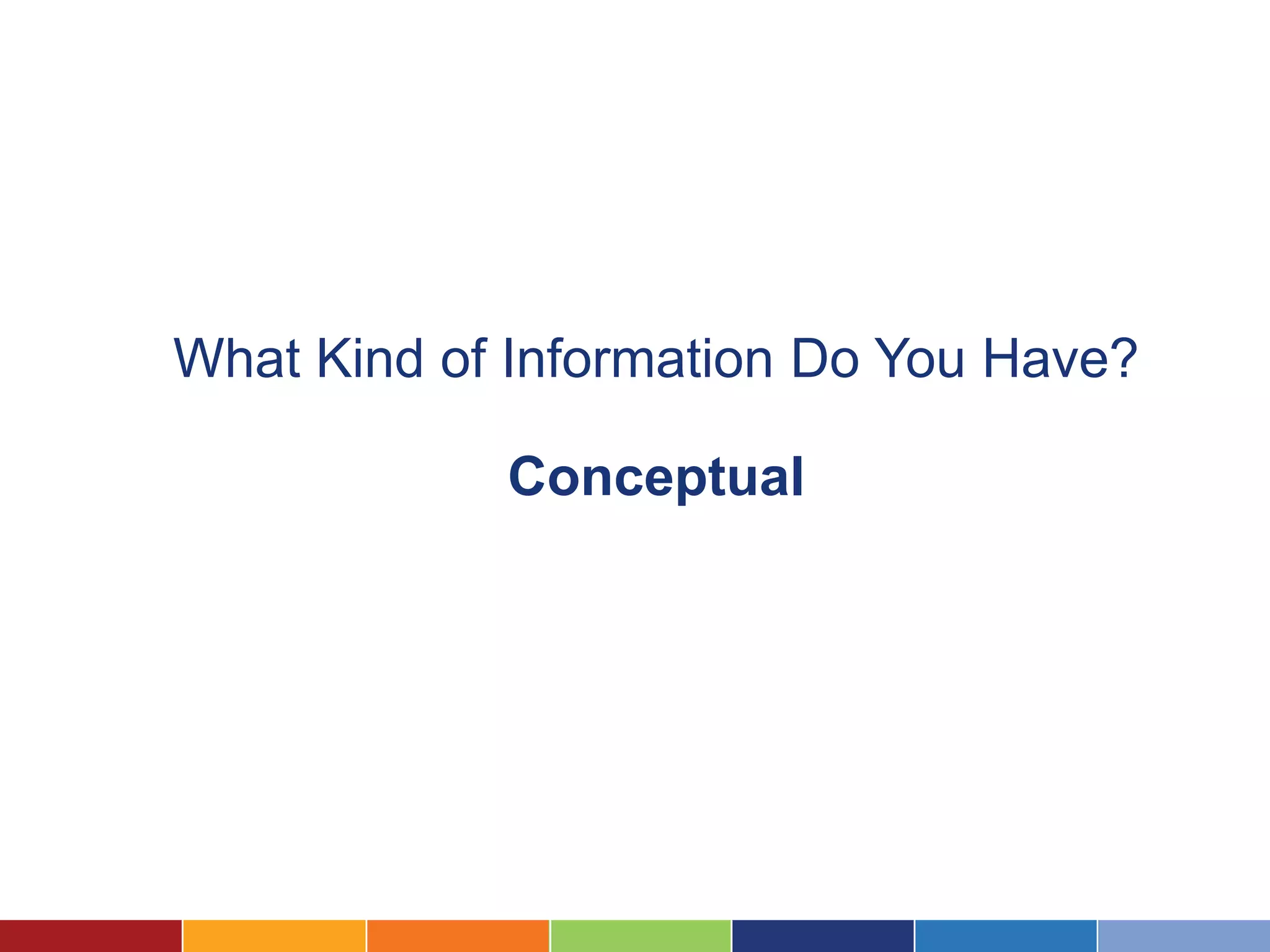 What Kind of Information Do You Have?

            Conceptual
 
