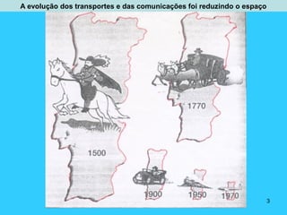 A evolução dos transportes e das comunicações foi reduzindo o espaço
3
 