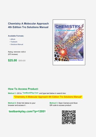 Tro Solution Chemistry A Molecular Approach 4th Edition Tro Solutions Manual updated ...