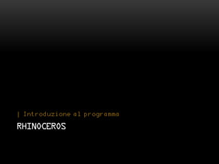 | Introduzione al programma

RHINOCEROS
 