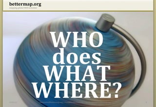 bettermap.org	
  
mapping	
  global	
  NGO	
  activities	
  




14.05.12	
                                   constantin@bettermap.org	
  |	
  	
  frank@bettermap.org	
  	
  |	
  	
  facebook.com/bettermap.org	
     4	
  
 