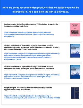 Applications Of Digital Signal Processing Christian Cuadradolaborde | PDF