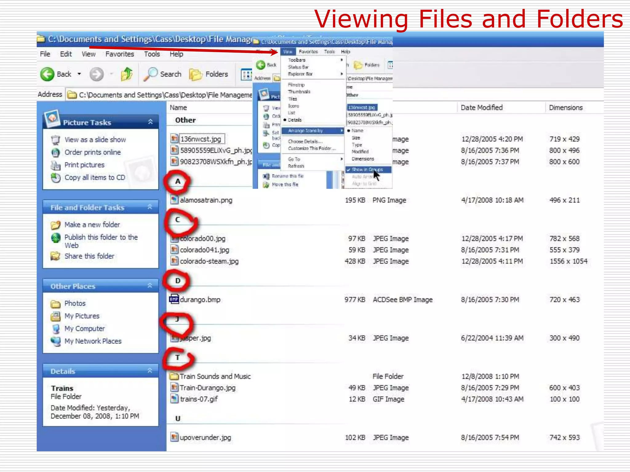 Viewing Files and Folders
 