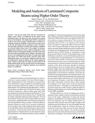 Modeling and Analysis of Laminated Composite Beams using Higher Order ...