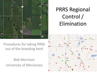 PRRS Regional
Control /
Elimination

Procedures for taking PRRS
out of the breeding herd

Bob Morrison
University of Minnesota

 