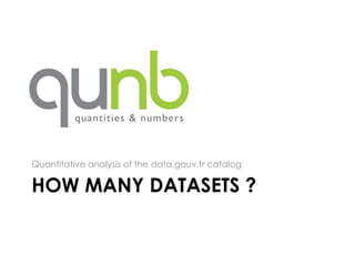 Quantitative analysis of the data.gouv.fr catalog

HOW MANY DATASETS ?
 