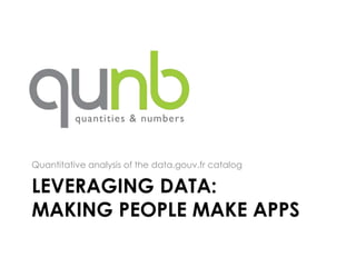 Quantitative analysis of the data.gouv.fr catalog

LEVERAGING DATA:
MAKING PEOPLE MAKE APPS
 