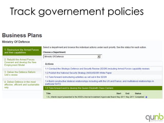 Track governement policies
 