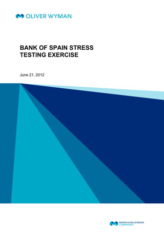 BANK OF SPAIN STRESS
TESTING EXERCISE


June 21, 2012
 