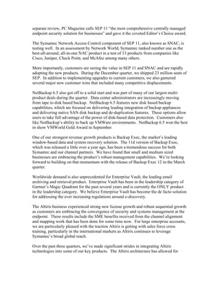 symantec 3Q08CombinedTranscript