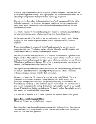 symantec 3Q08CombinedTranscript