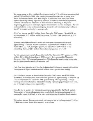 symantec 3Q08CombinedTranscript