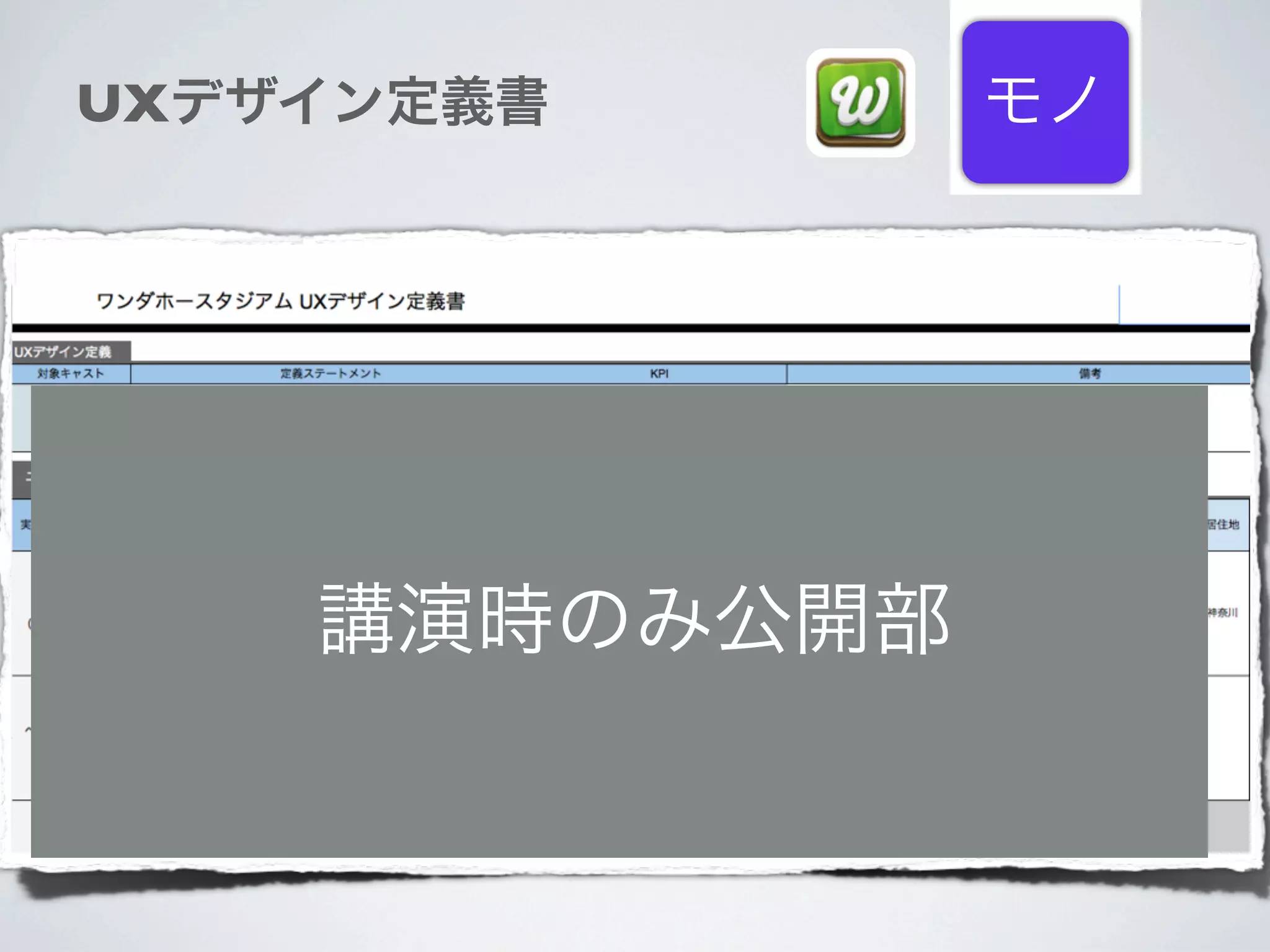 UXデザイン定義書      モノ




    講演時のみ公開部
 