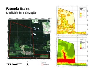 Fazenda	
  Uraim:	
  
Declividade	
  e	
  elevação	
  
 