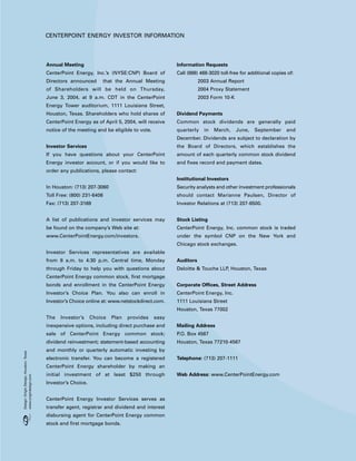 center- point energy annual reports 2003