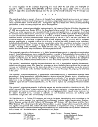 yrc worldwide2Q06_release