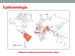 Epidemiología




        Distribución mundial aproximada de leishmaniasis cutánea.
 
