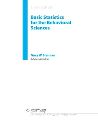 Basic Statistics For The Behavioral Sciences 6th Edition 6th Gary ...