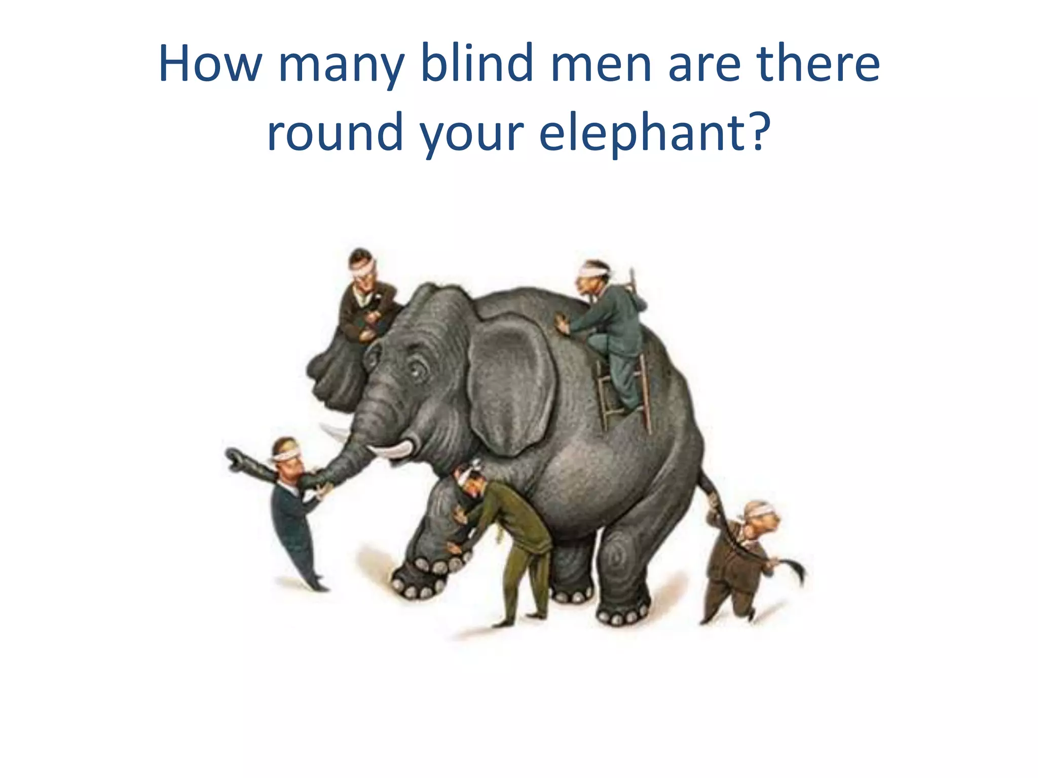 How many blind men are there
   round your elephant?
 