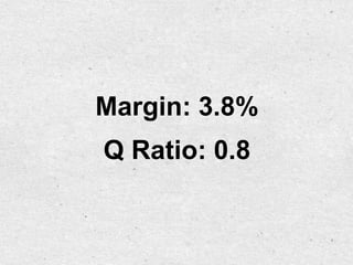 Margin: 3.8%
Q Ratio: 0.8
 