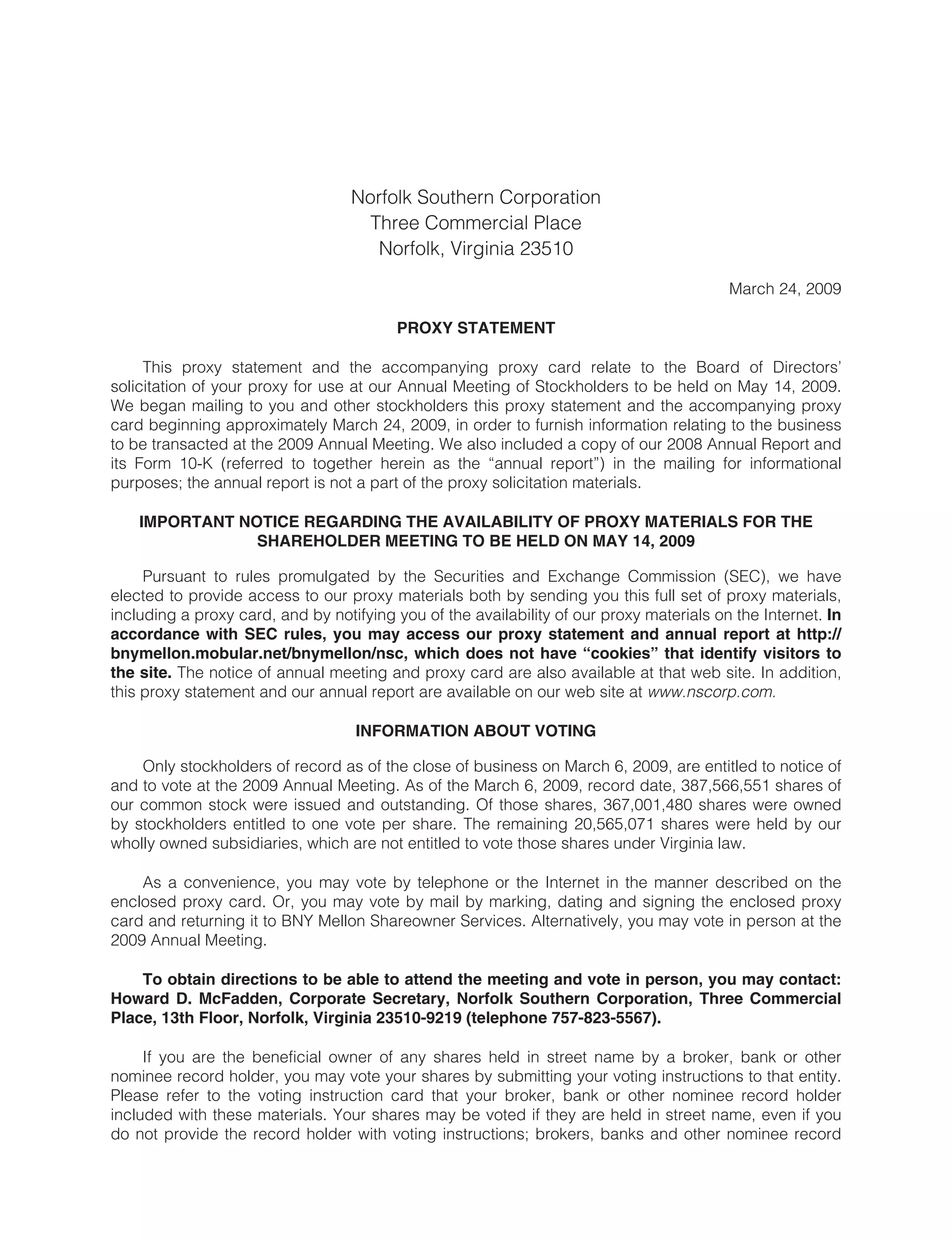 norfolk southern _proxy_2009