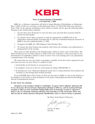 KBR2008ProxyStatement