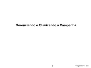 Gerenciando e Otimizando a Campanha




                     3            Tiago Flores Dias
 